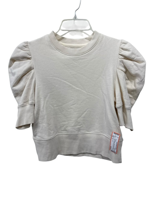 Soldout.nyc Size S Cream Organic Cotton Short Puff Sleeve Ribbed Neck Sweater Cream / S