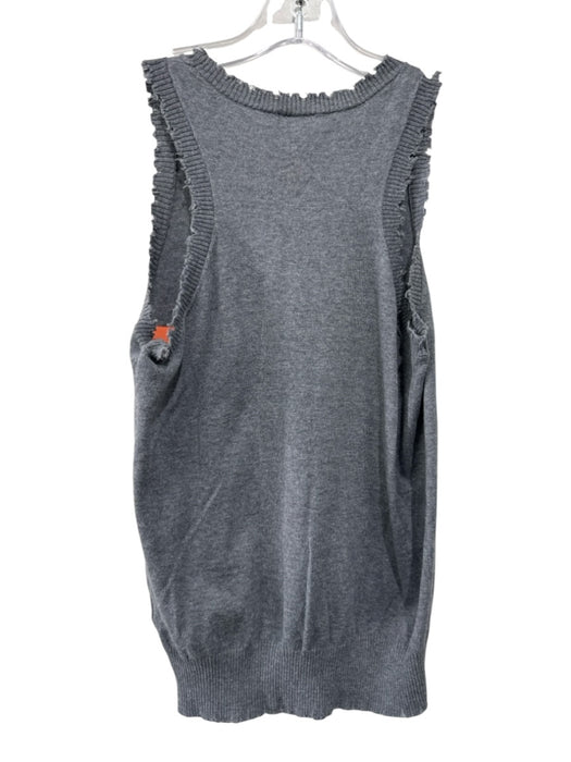 Minnie Rose Size S Gray Cotton & Cashmere Sleeveless Distressed Sweater Vest Top Gray / S