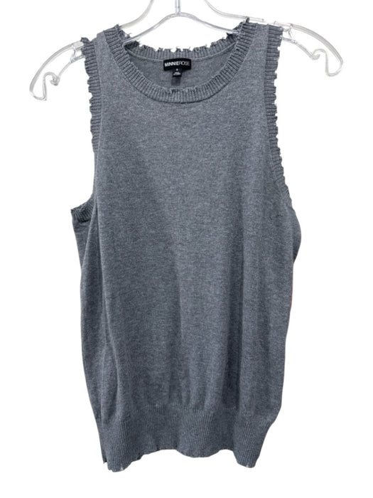 Minnie Rose Size S Gray Cotton & Cashmere Sleeveless Distressed Sweater Vest Top Gray / S