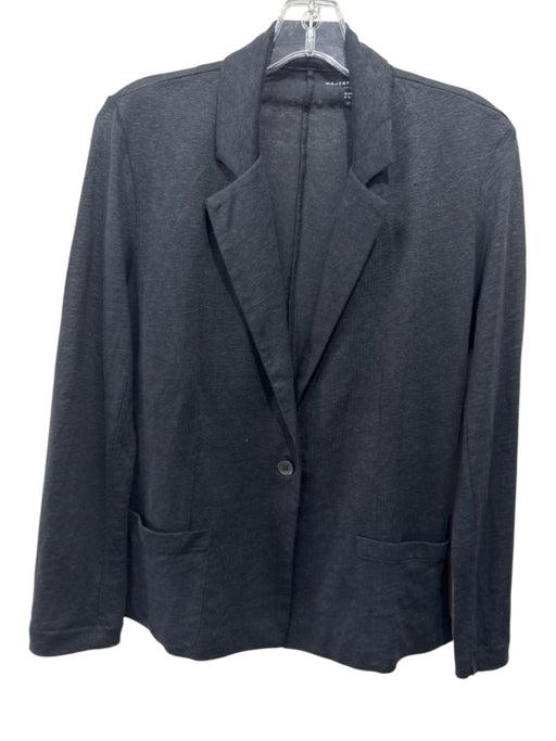 Majestic Filatures Size 2/M Dark Gray Linen Blend Heathered Single Button Jacket Dark Gray / 2/M