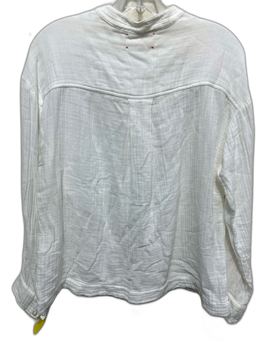 XiRENA Size S White Cotton Gauze Quarter Button Long Sleeve Top White / S