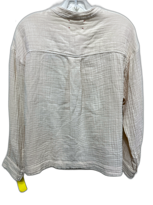 XiRENA Size S Beige Cotton Gauze Quarter Button Long Sleeve Top Beige / S