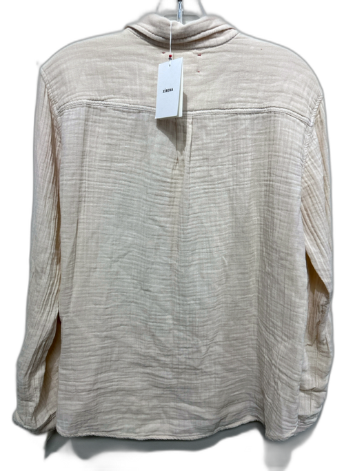 XiRENA Size S Beige Cotton Gauze Button Down Collar Long Sleeve Top Beige / S