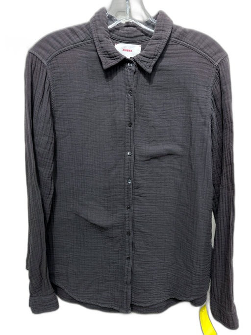 XiRENA Size S Gray Cotton Gauze Button Down Collar Long Sleeve Top Gray / S