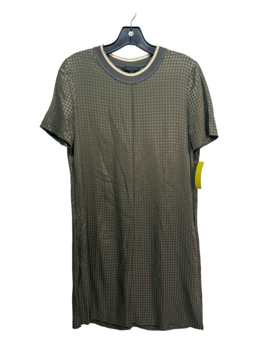 Rag & Bone Size XS Olive Green Acetate Blend Houndstooth Plaid Crew Neck Dress Olive Green / XS