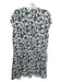 Reiss Size 8 Black & White Viscose Drawstring All Over Print Front Zip Dress Black & White / 8