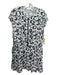 Reiss Size 8 Black & White Viscose Drawstring All Over Print Front Zip Dress Black & White / 8