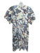 COS Size S/6 Cream, Blue, Orange Cotton Abstract Short Sleeve Knee Length Dress Cream, Blue, Orange / S/6