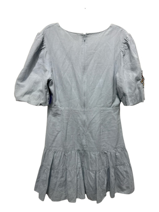 Anna Kate Size M Blue, Brown, Multi COTTON & LINEN Butterfly Short Sleeve Dress Blue, Brown, Multi / M