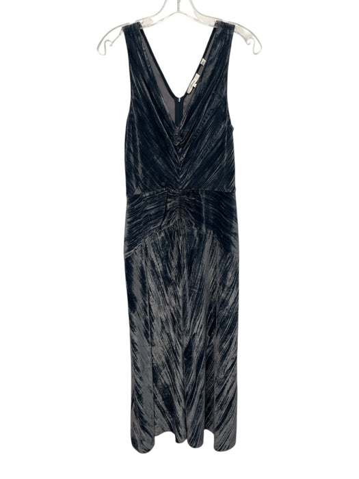 Vince Size 6 Slate Blue Polyester Blend Sleeveless Crushed Velvet Ruched Dress Slate Blue / 6