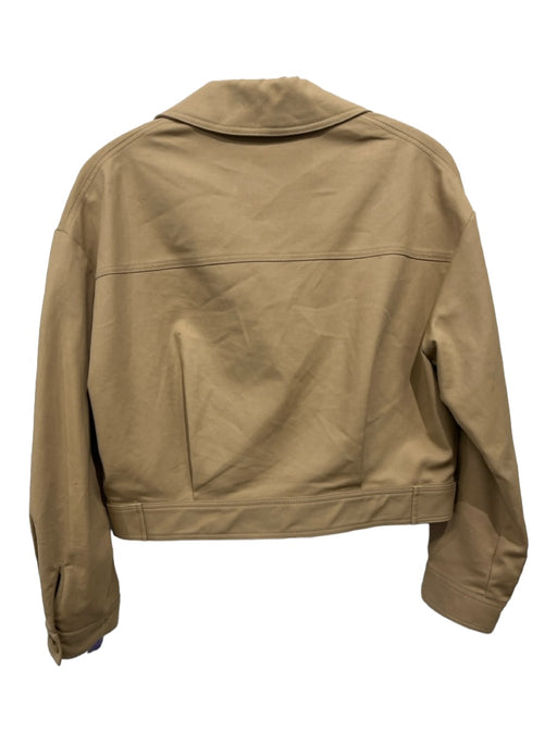 Maje Size 34 Khaki Beige Cotton Blend Collared Button Up Crop Jacket Khaki Beige / 34