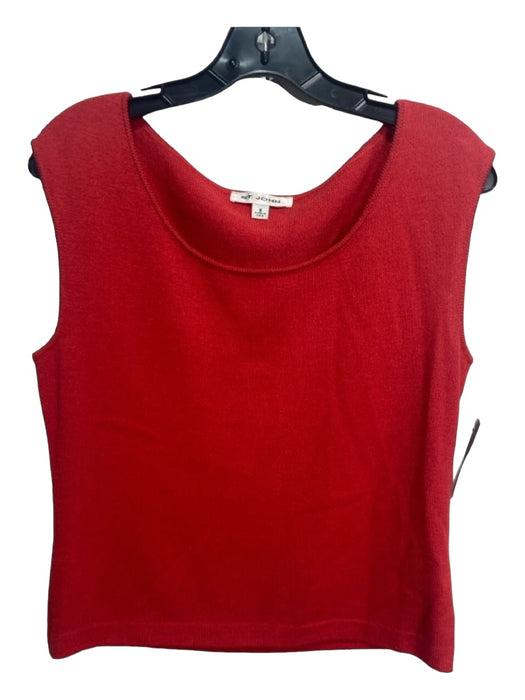 St John Size S Red Wool Blend Scoop Neck Knit Sleeveless Top Red / S