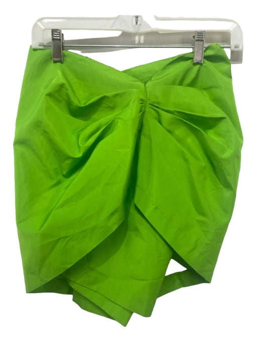 Zara Size S Lime Green Polyester Gathered Detail Side Zip Mini Skirt Lime Green / S