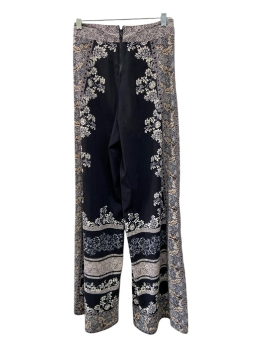 Alice + Olivia Size 0 Black, Cream & Brown Print Polyester Floral Back Zip Pants Black, Cream & Brown Print / 0