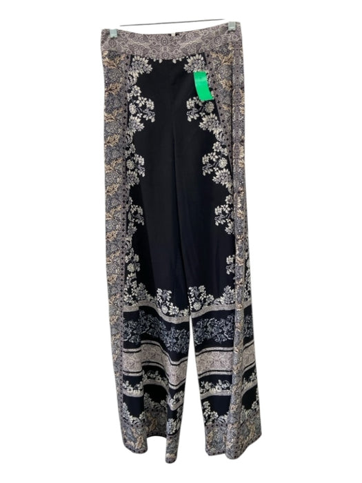 Alice + Olivia Size 0 Black, Cream & Brown Print Polyester Floral Back Zip Pants Black, Cream & Brown Print / 0