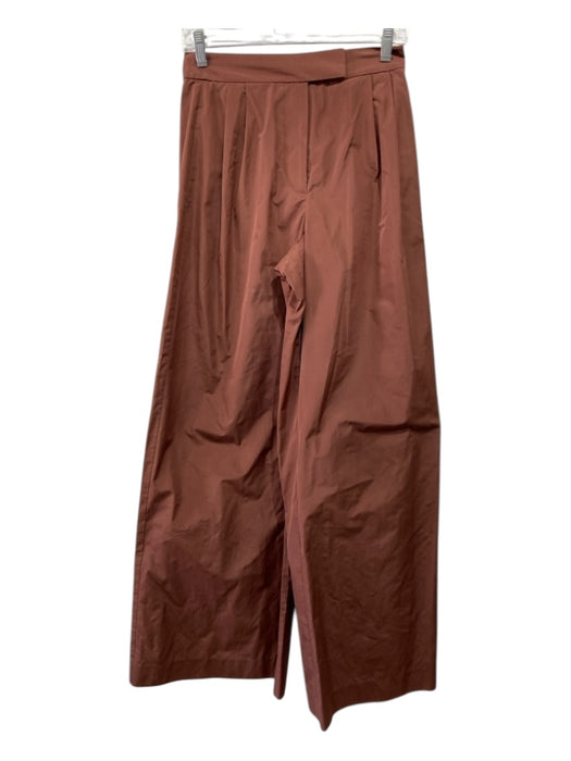 Tanya Taylor Size 2 Brown Recycled Polyester Mid Rise Wide Leg Trouser Pants Brown / 2