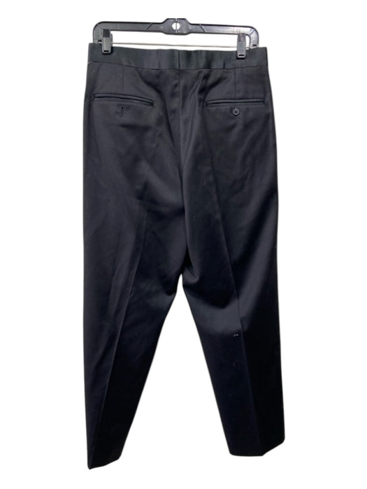 Pronto Uomo Size 38 Black Wool Button Close Pleated Straight Pants Black / 38