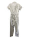 Good American Size 1 Cream Cotton Denim Zip Up Short Sleeve Straight Jumpsuit Cream / 1