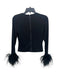 Alice + Olivia Size S Black Polyester Back Zip Long Sleeve Turkey Feathers Top Black / S