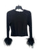 Alice + Olivia Size S Black Polyester Back Zip Long Sleeve Turkey Feathers Top Black / S