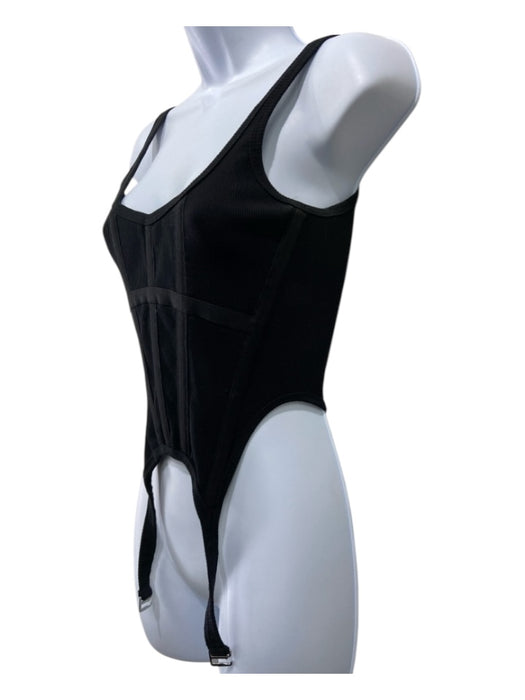 Dion Lee Size XS Black Organic Cotton Boning Corset Back Zip Ribbed Top Black / XS