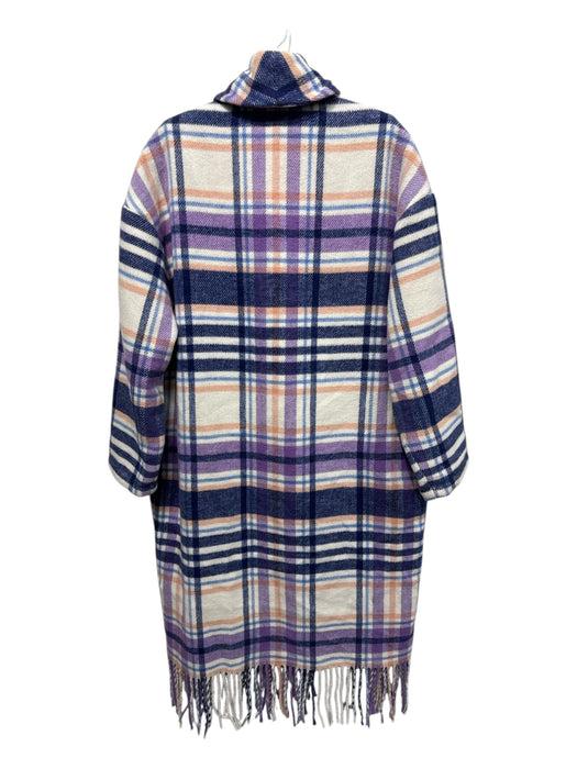 XiRENA Size XS White, Blue, Multi Plaid Button Up Long Sleeve Pockets Coat White, Blue, Multi / XS