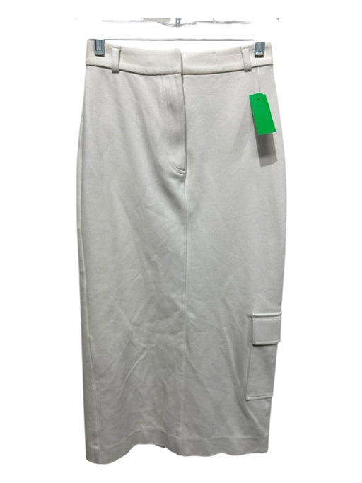 COS Size XS Ivory Cotton Zip Fly Slit Maxi Skirt Ivory / XS