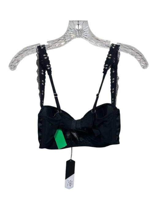 Prabal Gurung Size 36B Black Silk Studs Spaghetti Strap Bra Black / 36B