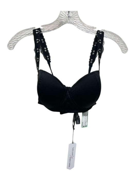 Prabal Gurung Size 36B Black Silk Studs Spaghetti Strap Bra Black / 36B