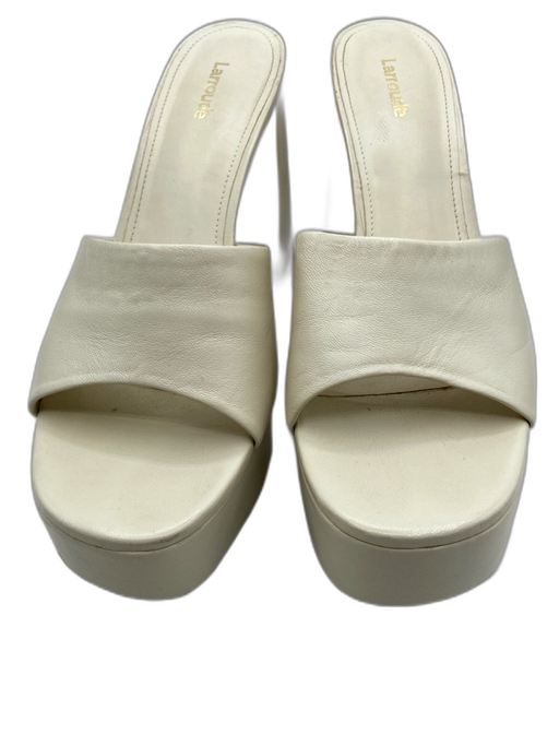Larroude Shoe Size 10 Cream Leather Block Heel Platform Mule Sandals Cream / 10