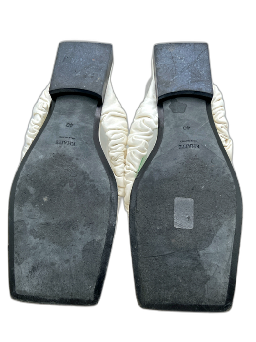 Khaite Shoe Size 40 White Leather Square Toe Square Heel Thong Sandals White / 40