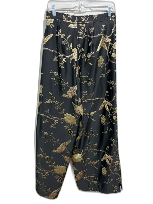 Dylan Lex Size Small Gold & Black Polyester High Rise Floral Jacquard Pants Gold & Black / Small