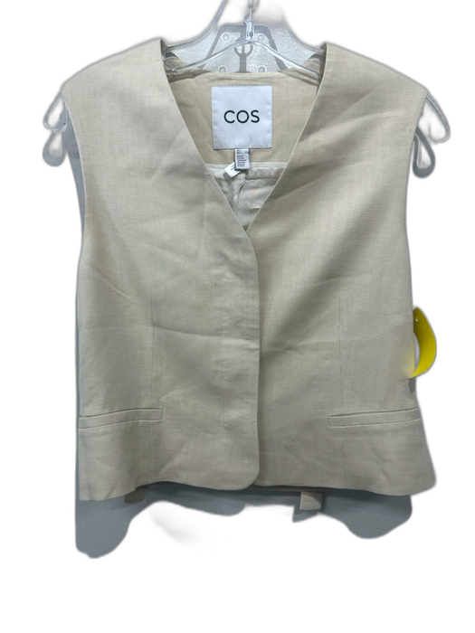 COS Size 4 Beige Sleeveless Button Front Welt Pocket Vest Top Beige / 4