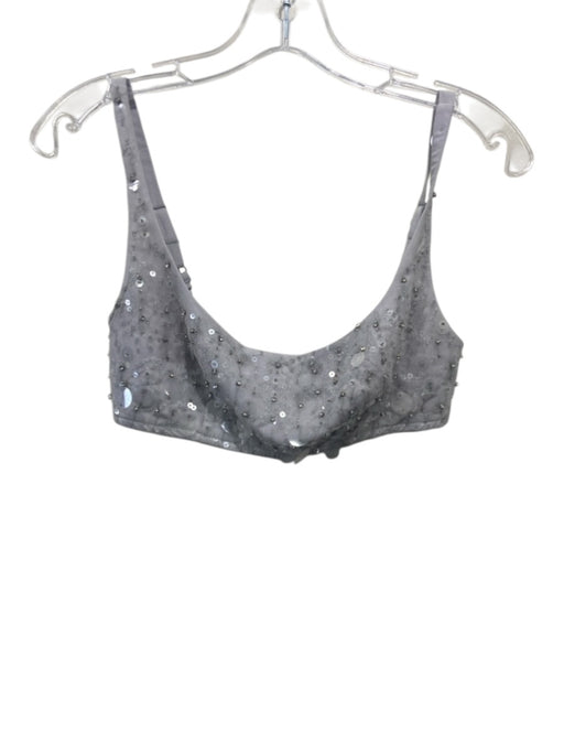 J Crew Size 0 Silver & Gray Polyester Spaghetti Strap Sequin Mesh Bra Top Silver & Gray / 0