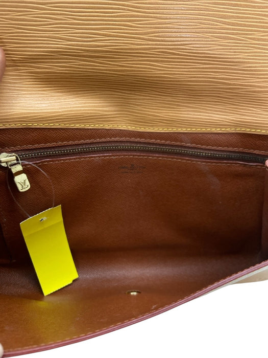 Louis Vuitton Tan Brown Epi Leather Flap Envelope Back Pocket Clutch Bag Tan Brown / Mini