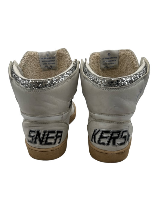 Golden Goose Shoe Size 40 Silver & White Leather Upper Perforated Star Sneakers Silver & White / 40