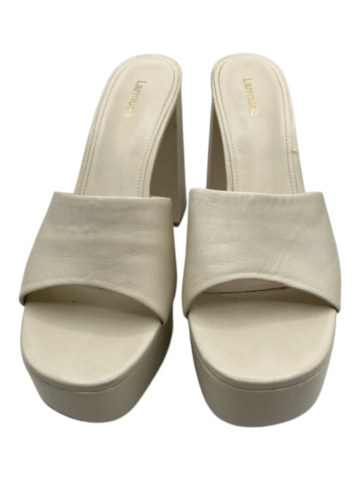 Larroude Shoe Size 10 Cream Leather Block Heel Platform Mule Sandals Cream / 10