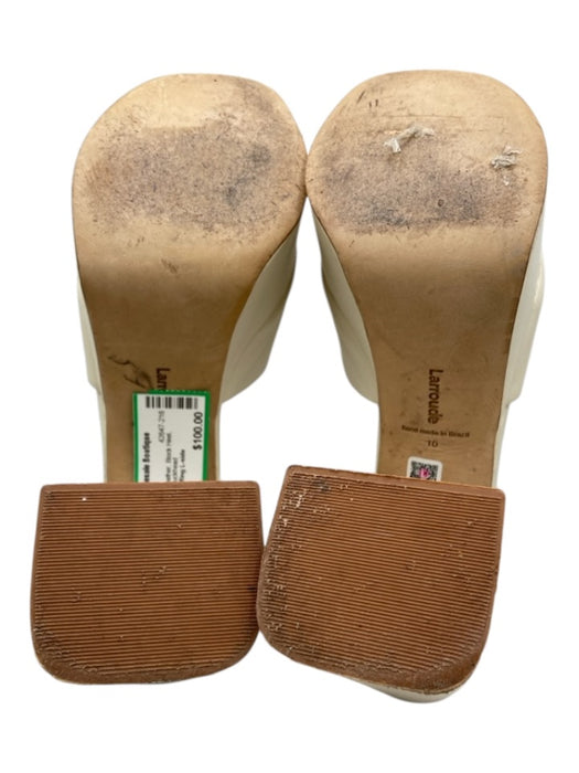 Larroude Shoe Size 10 Cream Leather Block Heel Platform Mule Sandals Cream / 10