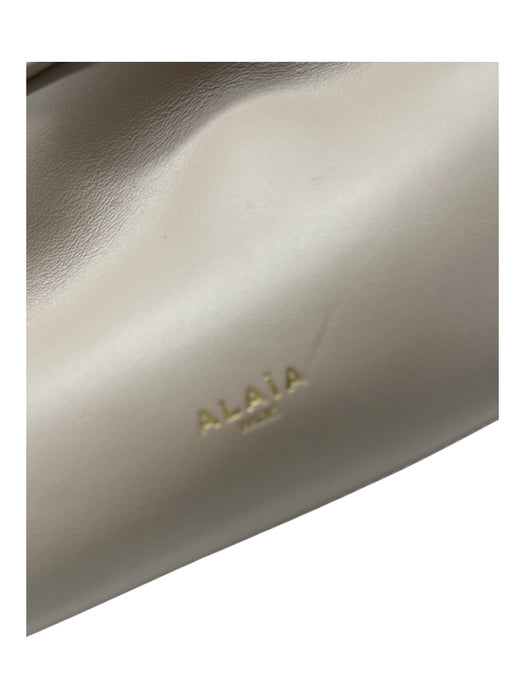 Alaia Taupe Gray Calfskin Leather Gold hardware Structured Crossbody Strap Bag Taupe Gray / Small