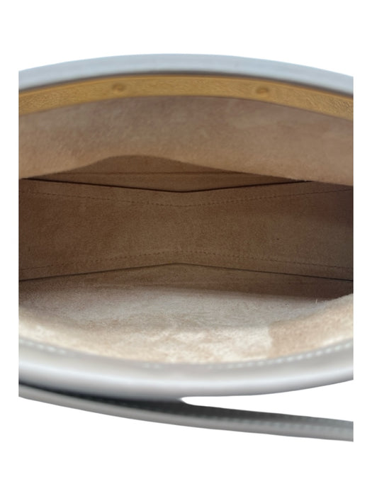 Alaia Taupe Gray Calfskin Leather Gold hardware Structured Crossbody Strap Bag Taupe Gray / Small