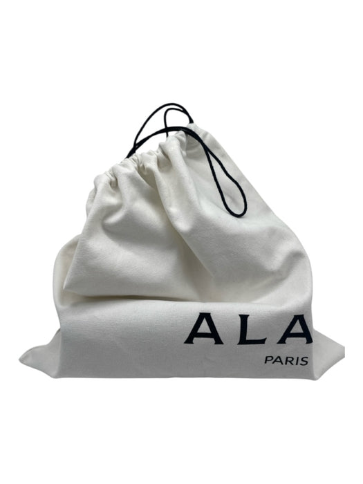 Alaia Taupe Gray Calfskin Leather Gold hardware Structured Crossbody Strap Bag Taupe Gray / Small