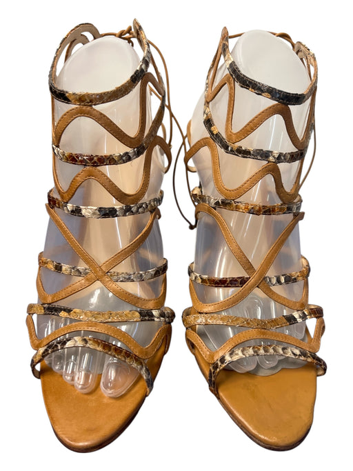 Alexandre Birman Shoe Size 40 Brown Leather Strappy Stiletto Ankle Tie Shoes Brown / 40