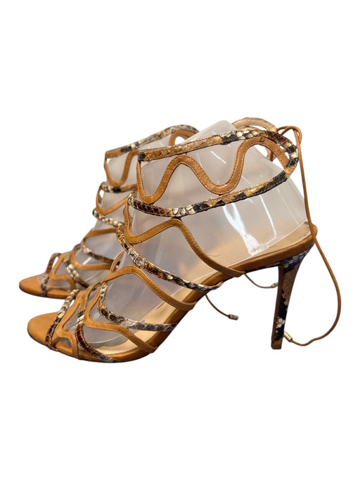 Alexandre Birman Shoe Size 40 Brown Leather Strappy Stiletto Ankle Tie Shoes Brown / 40