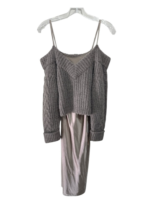 Dh New York Size XS taupe & champagne gold Wool Blend polyester satin Midi Dress taupe & champagne gold / XS