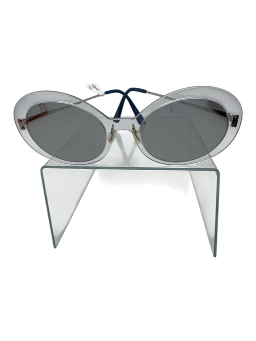 Christian Roth Clear & Blue Metal & Acetate Round Lens Sunglasses Clear & Blue