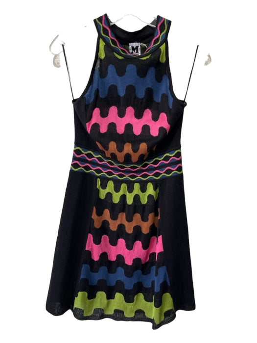 Missoni Size Est S Black, Blue, Pink, Green Knit Abstract Geometric Halter Dress Black, Blue, Pink, Green / Est S