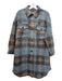 Zara Size XS Blue & Brown Acrylic Button Down Plaid Knee Length Coat Blue & Brown / XS