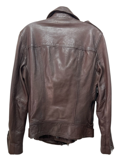 ALLSAINTS Size XS Dark Brown Leather Zip Moto Jacket Dark Brown / XS