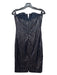 RENE RUIZ Size XS Navy Blue & Beige Sequin Stripes Strapless Knee Length Dress Navy Blue & Beige / XS