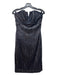 RENE RUIZ Size XS Navy Blue & Beige Sequin Stripes Strapless Knee Length Dress Navy Blue & Beige / XS